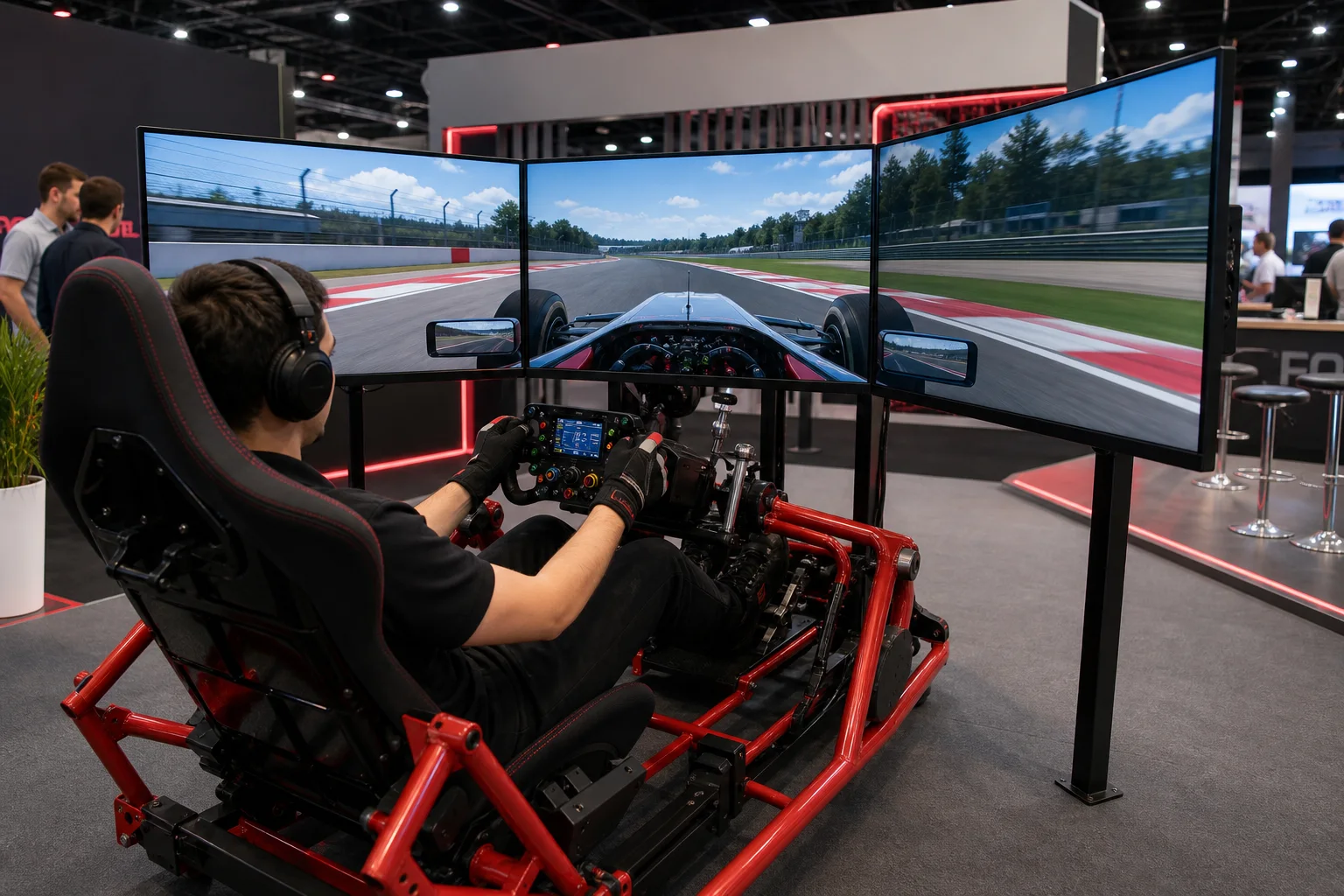 Cockpit triple de simulador de conducción para eventos de empresa