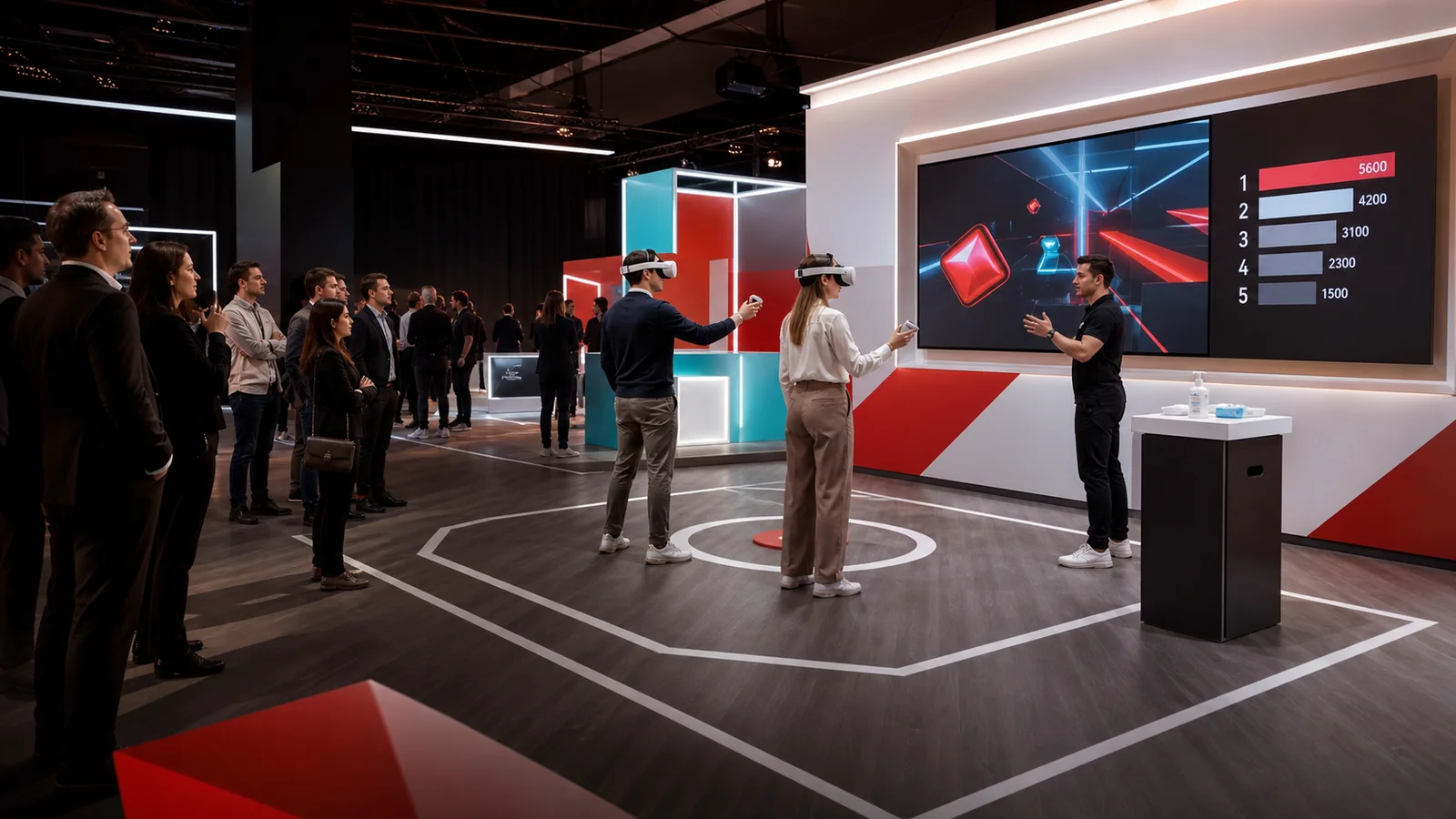 Participante usando realidad virtual en un evento corporativo